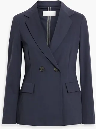 Double-breasted cotton-blend ponte blazer