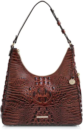 Tabitha Croc Embossed Leather Shoulder Bag