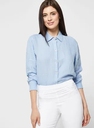 Pure Linen Striped Collared Shirt