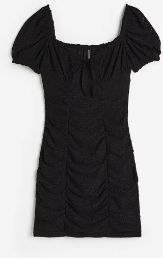 Gathered Eyelet Embroidery Dress