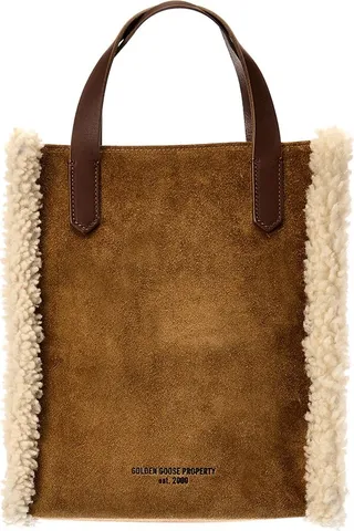Golden Goose Mini Shearling & Suede Tote