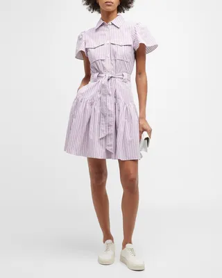 Pei Striped Mini Utility Shirtdress