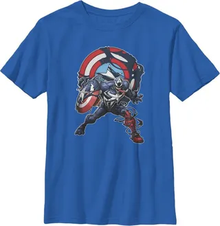 Boy's Marvel Captain Venom Shield Logo T-Shirt - Royal Blue - X Small