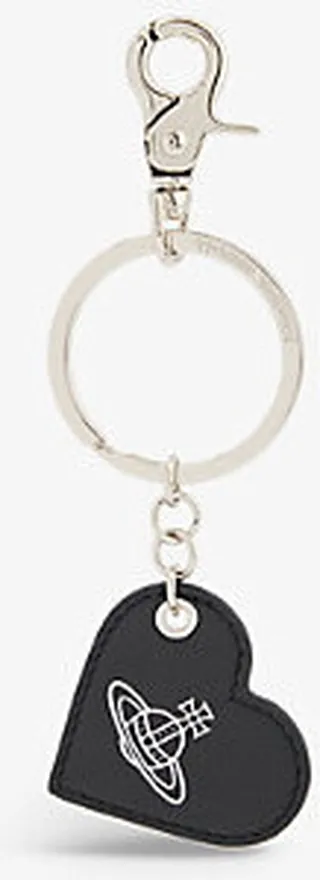 Black Orb Heart Leather Keyring