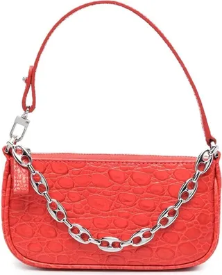Mini Rachel Flame Circular Croco Embossed Leather Shoulder Bag