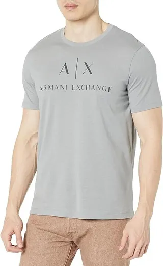 Armani Exchange Logo Printed Tee (Zinc) Men's Clothing