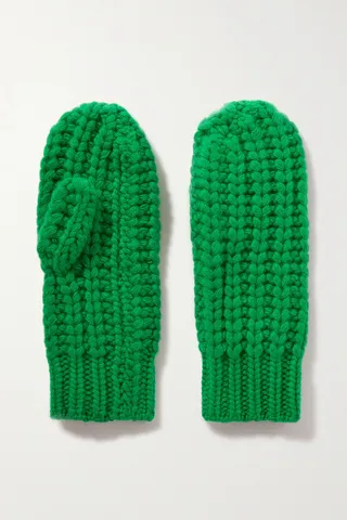 Arch4 - Vantaa Ribbed Cashmere Mittens - Green