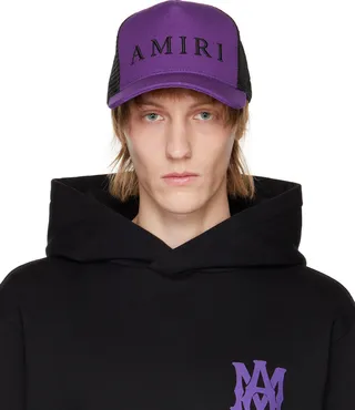 AMIRI Purple & Black Emrboidered Trucker Cap
