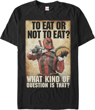 Men's Marvel Deadpool To Eat or Not To Eat T-Shirt - Black - Small