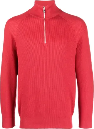 Ribbed-Knit Half-Zip Jumper