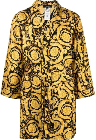 Baroque Pattern-Print Silk Robe