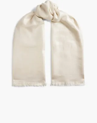 Smeralda frayed metallic silk-blend twill scarf