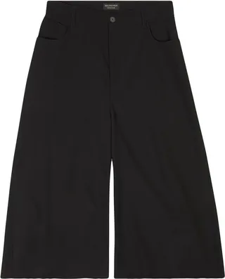 Wide-Leg Wool Cropped Trousers