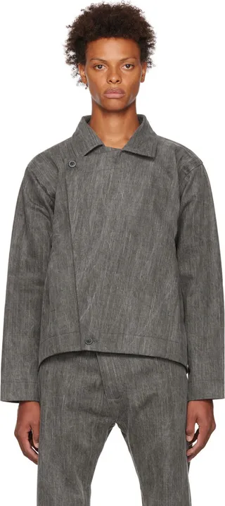 Jan-Jan Van Essche Gray Sumi Perfecto Denim Jacket