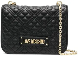 Logo Plaque Quilted Shoulder Bag
