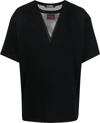 fishnet-panel short-sleeve T-shirt