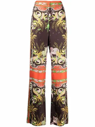 Graphic-Print Straight-Leg Trousers