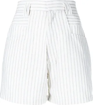 High-Waist Pinstripe Shorts