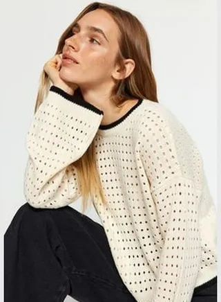 Ecru Openwork/Perforated Knitwear Sweater TWOAW24KZ00740