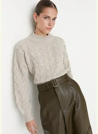 Stone Crop Standing Collar Knitwear Sweater TWOAW22KZ1634