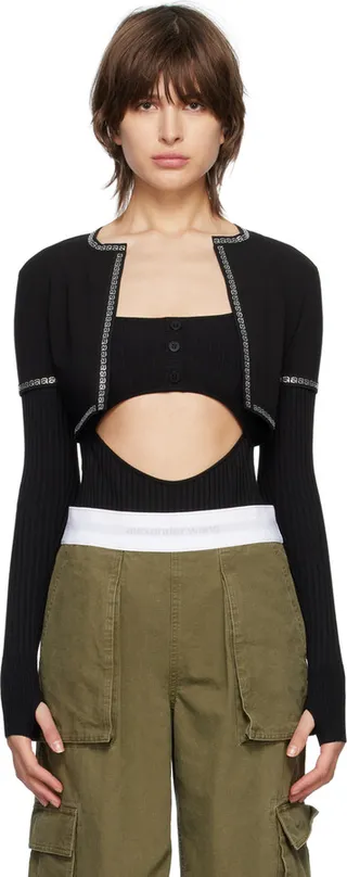 Alexander Wang Black Cropped Cardigan