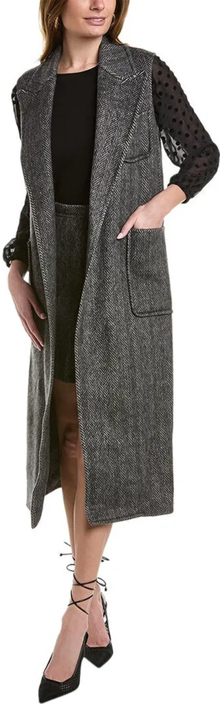 Michael Kors Collection Herringbone Wool Wrap Coat