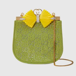 GG moire fabric handbag with bow