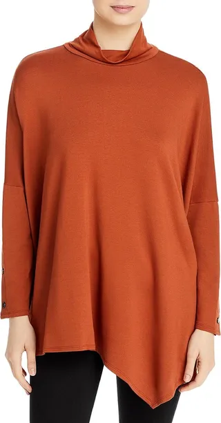 Womens Poncho Pullover Turtleneck Top