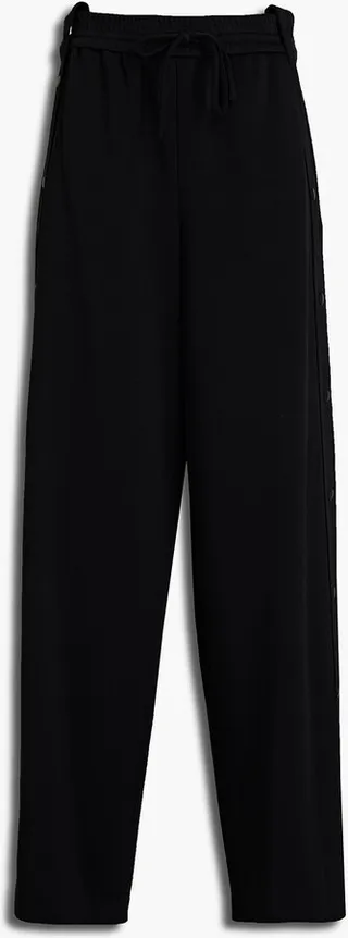 Snap-detailed stretch-ponte wide-leg pants