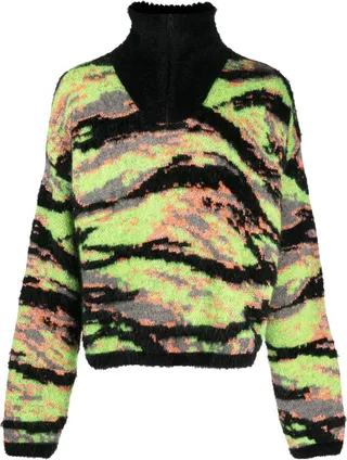 Green Intarsia Knit Jumper