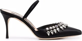 Crystal-Embellished Pointed-Toe Pumps