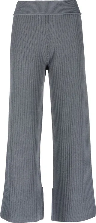 Cropped Rib-Knit Trousers