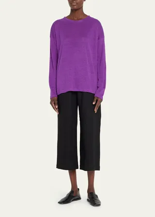 Wide Linen Cropped Trousers