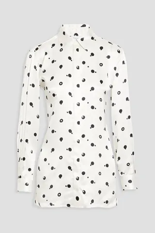 Printed silk-satin shirt