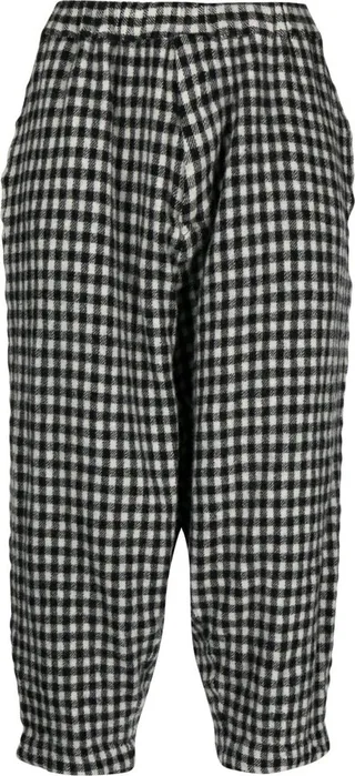 Check-Print Cropped Trousers
