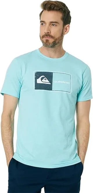 Quiksilver Core Lockup Short Sleeve Tee (Angel Blue Heather) Men's Clothing