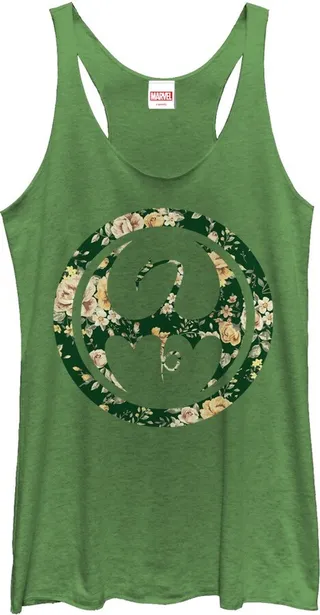 Women's Marvel Iron Fist Floral Print Racerback Tank Top - Envy Green - X Large