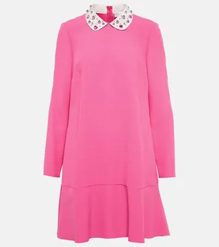 Embellished crepe satin minidress