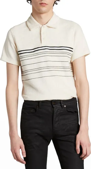 Men's Multi-Stripe Toweling Polo Shirt