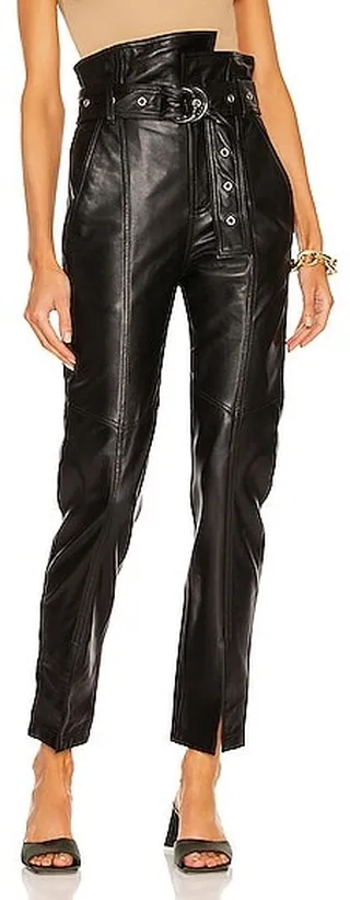 Marissa Webb Anniston Split Hem Leather Pant in Black