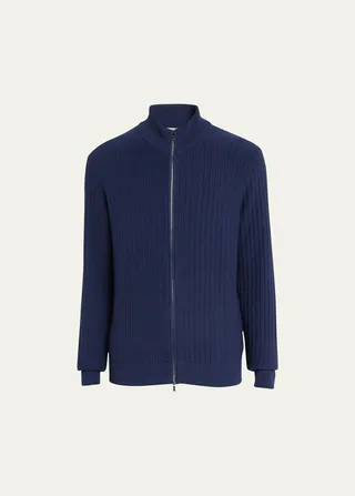 Men's Cotton-Cashmere Full-Zip Knit Sweater