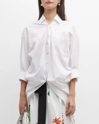 Miller Mixed-Media High-Low Shirt