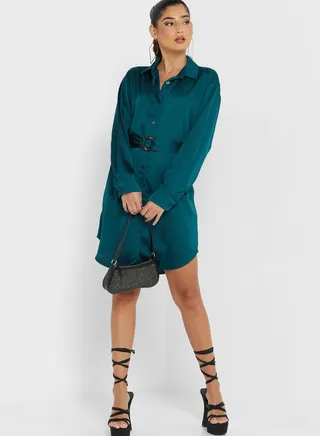 Belt Detail Button Down Dress