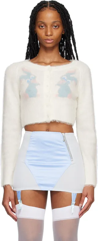 Pristine SSENSE Exclusive White & Pink Bunny Cardigan