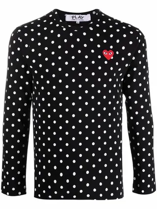 polka dot-print long-sleeved T-shirt