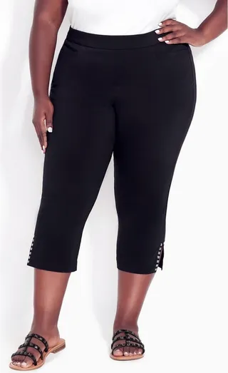 AVENUE | Women's Plus Size Super Stretch Split Hem Capri - black - 20W