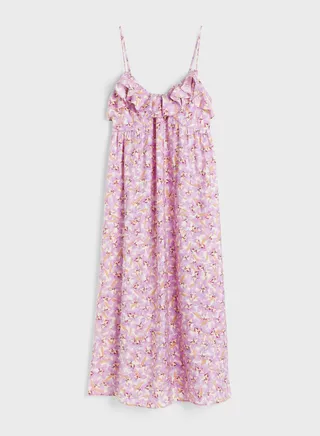 Lace Detail Floral Printed Dress