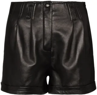 Pleated Leather Shorts