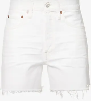 Womens Panna Cotta (white) Parker High-rise Organic-denim Shorts