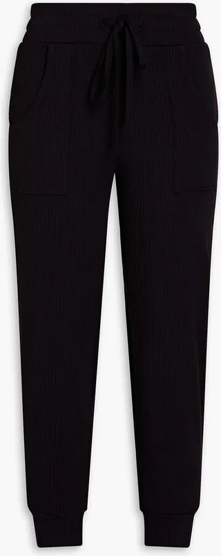 Cropped ribbed stretch-jersey track pants